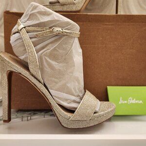 Sam Edelman Gold Glitter Jade" Heeled Sandals. New in Replacement Box. 9